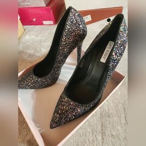 Cape Robbin Priscilla-4 black glitter heels